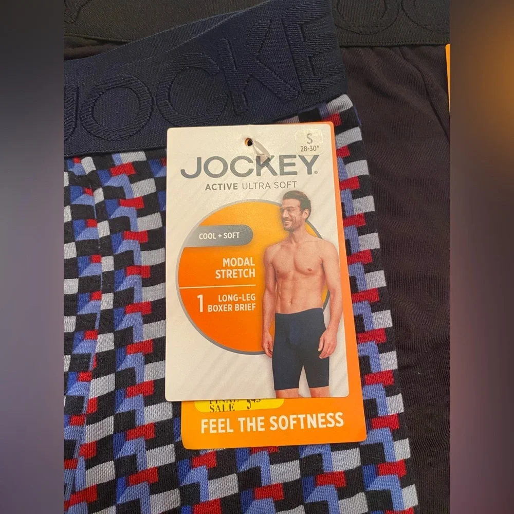 JOCKEY 2 PAIR‎ LONG LEG BOXER BRIEFS ACTIVE ULTRA SOFT MODAL STRETCH SMALL 28-30